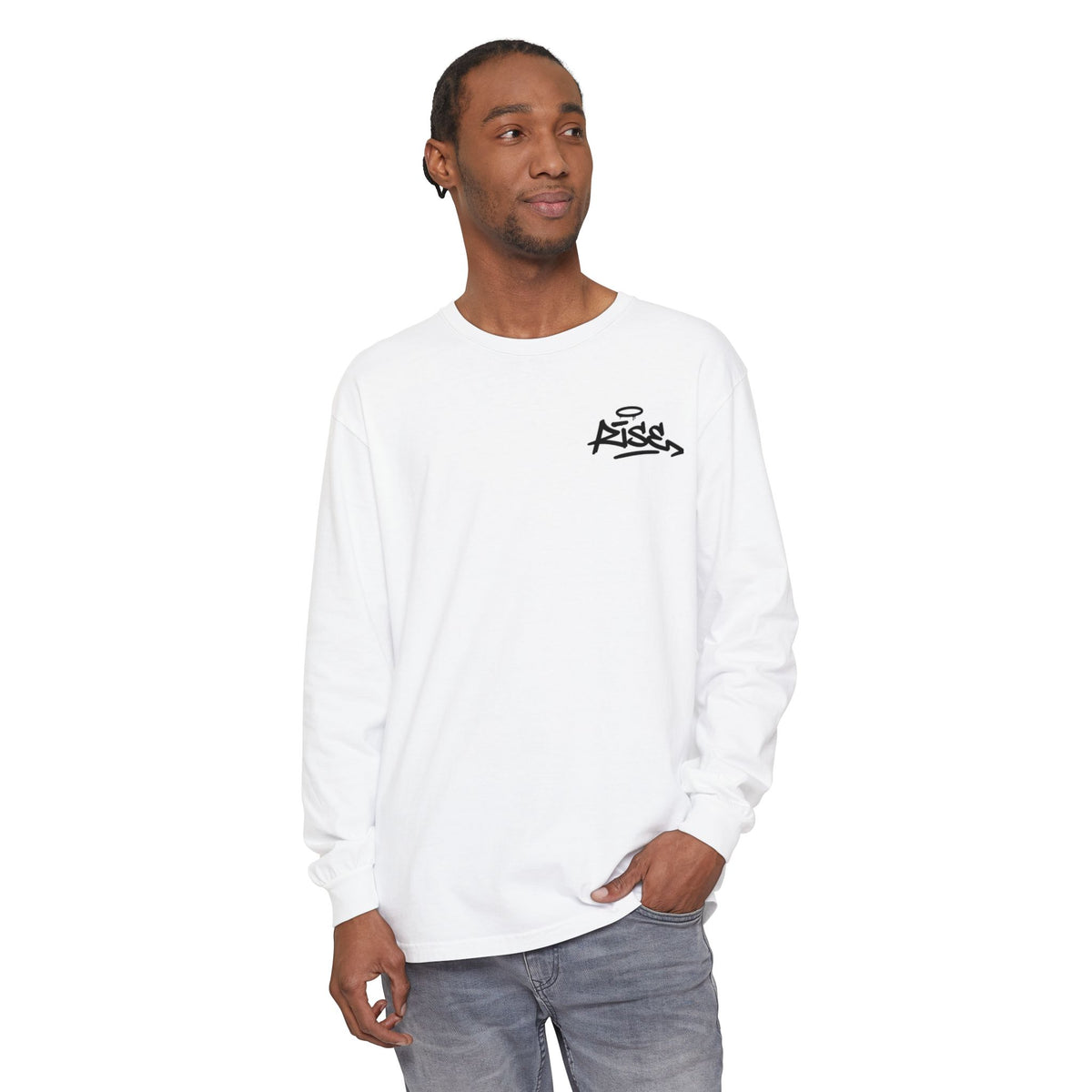 Rise Up Long Sleeve T-Shirt — Graphic 'Rise Up' Chest & Back Print