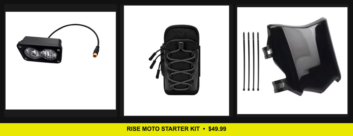 Rise Moto Starter Kit — Baja Light, Battery Cover, Motocutz Plate